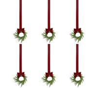 Pzuryhg Christmas Wreath - 6 Piece Artificial Decor Set, Red Bow Door Ornamentation, Festive Seasonal Embellishment, Compact Decorative Foliage Ring, Holiday Item for Door & Wall
