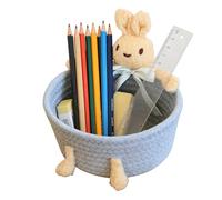 Pzuryhg Cotton Rope Bin - Nautical Animal Shape , Sturdy Fabric Thread Canister with Integrated Ear Shape Grips, Laundry Room Vessel, Ideal for Bedroom Living Room Bathroom