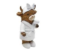 Pzuryhg Cow Statue - Resin Rustic Realistic Decor, Spotted Bovine Bathrobe Ornament with Intricate Hand Painted Texture, Whimsical Farmhouse Animal Sculpture, Ideal for Home Bathroom Bedroom Living