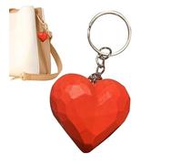 Pzuryhg Dije de corazón de madera - Colgante de bolso hecho a mano rojo, llavero de madera natural pulida con de metal resistente, decorativo estético para colgar, ideal para bolso de mano,