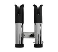 Pzuryhg Fishing Pole Rack - Mirror Polished Mount Support, Double Barrel Docking Station with Integrated Liner Guards, Vertical Wall Attachment, Ideal for Yacht Garage Marine Workplace Storage