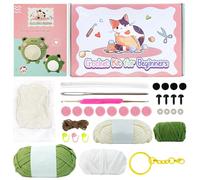 Pzuryhg Frog Crochet Kit, Animal Yarn Set, 15.5x7.7x24cm Beginner-Friendly Craft Kit with Hooks, Accessories, Step-by-Step Video Guide for Adults and Kids, Soft Plush Project for Creative Fun
