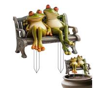 Pzuryhg Frog Decor, Frog Couple Bench Sculpture, 2D Flat Acrylic Figurine Ornaments, Weather-Resistant Lightweight Decorative Statues, Ideal for Home, Porch, Bookshelf, Backyard, Garden, Outside