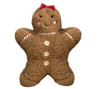 Pzuryhg Gingerbread Pillow - Festive Holiday Plush Cushion, Adorable Sweet Character Doll with Velvet Ribbon Bow, Soft Stuffed Seasonal Throw Toy, Ideal for Workplace Nightstand Bedroom Couch
