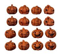 Pzuryhg Mini Calabazas de Resina - 16 Decorativos de Halloween, Figuras de Cara Naranja y Negra, Acentos de Fiesta, Accesorio de decoración del hogar de Temporada para mesas, estanterías y