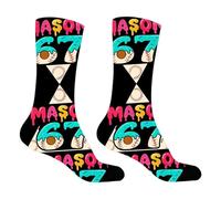 Pzuryhg Novelty Humor Hosiery - 67 Funny Number Pattern Footwear, Thermal Winter Boot Liners with Vibrant Digit Graphics, Breathable Thick Cotton Weave, Ideal for Relaxing Slumber Party