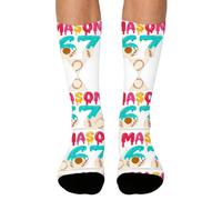 Pzuryhg Novelty Humor Hosiery - 67 Funny Number Pattern Footwear, Thermal Winter Boot Liners with Vibrant Digit Graphics, Breathable Thick Cotton Weave, Ideal for Relaxing Slumber Party