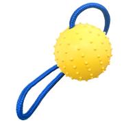 Pzuryhg Pet Training Ball - Floating Water Play Launcher, Solid Natural Rubber Bounce Tool with Reinforced Grip Cord, Health Texture, Ideal for Small Dog Backyard Exercise