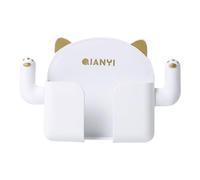 Pzuryhg Phone Holder - Self Adhesive Mobile Stand for Wall, Punch Free Vertical Organizer with Cable Slot, Space Saving Tech Mount, Ideal for Living Room Dormitory Toilet