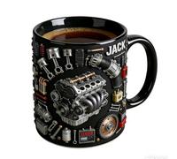 Pzuryhg Piston Engine Mug - Vintage Automotive Tumbler, Industrial Steampunk Ceramic Crock with Hand-Painted Details, Textured Non-Slip Exterior, Ideal for Morning Rituals