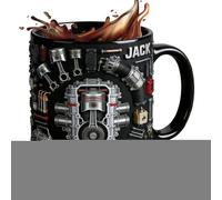 Pzuryhg Piston Engine Mug - Vintage Automotive Tumbler, Industrial Steampunk Ceramic Crock with Hand-Painted Details, Textured Non-Slip Exterior, Ideal for Morning Rituals