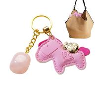 Pzuryhg Purse Keychains - Horse Luck Charm, 2026 Chinese Lunar Year with Sparkling Red Rhinestones, Rotating Metal Key Ring Clip, Ideal for Backpack Bag Purse Accessory Decorations