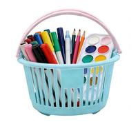 Pzuryhg Storage Bin - Multi Purpose Basket for Toys and Makeup, Ventilated Portable Organizer with Comfortable Handles and Stackable Design, Ideal for School Home Bathroom Kitchen Living Room