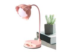 Pzuryhg Table Lamp - Cute Flower Design Light, Dimmable Non Glare LED with Rechargeable Battery, Adjustable Brightness Feature, Ideal for Studying Reading Living Room Dorm Bedroom Use