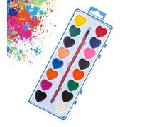 Pzuryhg Watercolor Paints - Heart Art Palette for Kids, Washable Creative Pigment Kit with Colors Smooth Blending Performance, Ideal for Beginner Painting Playtime Craft Celebrations