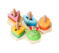 Pzuryhg Wooden Stacking Toys, Shape Sorting Game, Preschool Learning Set, Smooth Edge Design, Color Recognition Activity, Educational Style, Perfect for Home, Travel, Daycare, (Wood)