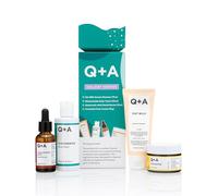 Q+A Holiday Heroes Skincare Giftset - Régimen de 4 pasos con Limpiador de Leche de Avena, Tónico de Niacinamida, Suero de Ácido Hialurónico, Crema Facial de Ceramidas - Vegano, Libre de Crueldad