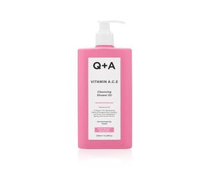 Q+A Nutritive Shower Oil with Vitamins A.C.E., fruit extracts, vitamin-rich oils, and superfood complex for ultra-gentle cleansing, 250 ml.
