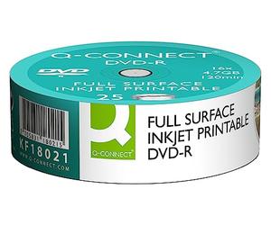 Q Connect 16 x 4.7 GB DVD-R imprimible Disco (Pack de 25)