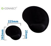 Alfombrilla para raton q-connect con reposamuñecas ergonomica de gel color negro 262x225x25 mm - KF02213