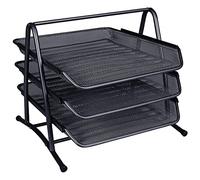 Bandeja sobremesa metalica q-connect kf00823 rejilla negra 3 bandejas movibles 350x278x275 mm