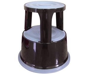 Q-Connect - Banqueta con escalera (metal), color negro