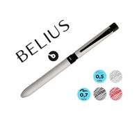 BB185 - Boligrafo belius zurich 3 en 1 cuerpo plateado tinta negra y roja portaminas 0,5 mm en estuche