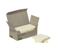 Bloc de notas adhesivas quita y pon q-connect 76x76 mm 100% papel reciclado amarillo en caja de carton - KF17321