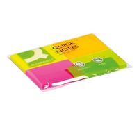 Q-Connect - Bloc De Notas Adhesivas Quita Y Pon 40X50 Mm Con 50 Hojas Fluorescentes Pack De 4 Unidades