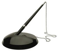 Q CONNECT Bolígrafo de Recepción de Punta Media con Cadena y Base, Negro