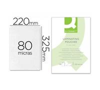 Q-Connect Bolsa De Plastificar 325 X 220 Mm 80 Mc Folio Caja De 100 Unidades