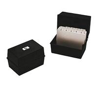 Q-Connect - Caja para tarjetas de visita con índice (15,2 x 10,2 cm), color negro