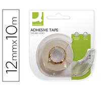 Cinta adhesiva q-connect doble cara 10 mt x 12 mm en portarrollos - KF17007