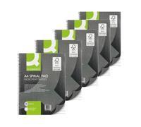 Q-Connect - Cuaderno de espiral (tamaño A4, papel rayado, 80 hojas, 5 unidades)
