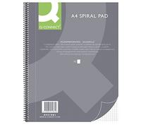 Q-Connect Cuaderno espiral A4, cuadriculado, 80 hojas, 160 páginas, cuaderno en espiral, bloc de notas con espiral, bloc de notas escolares, bloc de notas