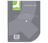 Q-Connect Cuaderno espiral A4 rayado, 80 hojas, 160 páginas, cuaderno con espiral, cuaderno escolar