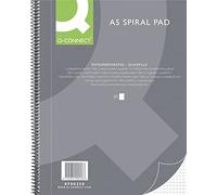 Q-Connect Cuaderno espiral A5, cuadriculado, 80 hojas, 160 páginas, cuaderno de espiral, bloc de notas con espiral, cuaderno escolar