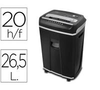 Q-connect Destructora de Documentos Antiatascos Seguridad P-4, Corte 20 Hojas, Papelera 26.5L, Clips, Grapas, Tarjetas, CD