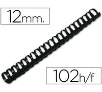 Q-Connect Espiral Redondo 12 mm Plástico Negro Capacidad 102 Hojas (100 Uds)