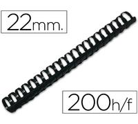 Q-Connect Espiral Redondo 22 mm Plástico Negro Capacidad 200 Hojas (50 Uds)