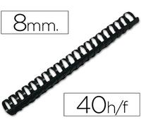 Q-Connect Espiral Redondo 8 mm Plástico Negro Capacidad 40 Hojas (100 Uds)