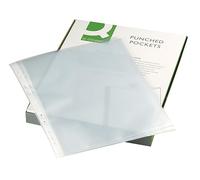 Q-Connect - Fundas de plástico perforadas (tamaño A4, 50 micras, 100 unidades), color transparente