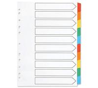 Q-Connect Index A4 Multi-Punched 10-Part Multi-Colour Tabbed