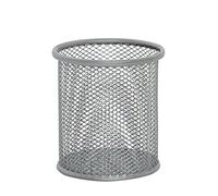 Q-Connect KF00846 Portalápices redondo, diseño de malla, color plateado, altura 100 mm, diámetro 90 mm