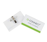 Q-Connect KF01567 - Identificador con pinza e imperdible, 54 x 90 mm, Pack of 50, transparente