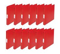 Q-Connect KF02907 - Archivador de anillas (12 unidades, tamaño A4, 4 anillas, 25 mm), color rojo transparente, de película de polipropileno translúcido resistente, lomo de 31 mm, carpeta de anillas de