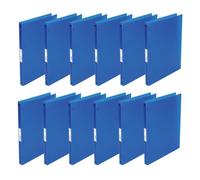 Q-Connect KF02918 - Archivador de anillas (12 unidades, tamaño A4, 4 anillas, 16 mm), color azul transparente, de película de polipropileno translúcido resistente, lomo de 22 mm, carpeta de anillas de