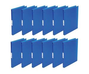 Q-Connect KF02918 - Archivador de anillas (12 unidades, tamaño A4, 4 anillas, 16 mm), color azul transparente, de película de polipropileno translúcido resistente, lomo de 22 mm, carpeta de anillas de