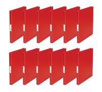 Q-Connect KF02920 - Archivador de anillas (12 unidades, A4, 4 anillas, 16 mm), color rojo transparente, de fuerte lámina de polipropileno translúcido, 22 mm, lomo de 22 mm, carpeta de anillas de