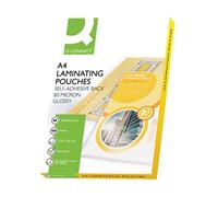 Q-Connect KF11414 - Bolsas para plastificar adhesivas, tamaño A4, 2 x 80 micras, 100 unidades, transparente